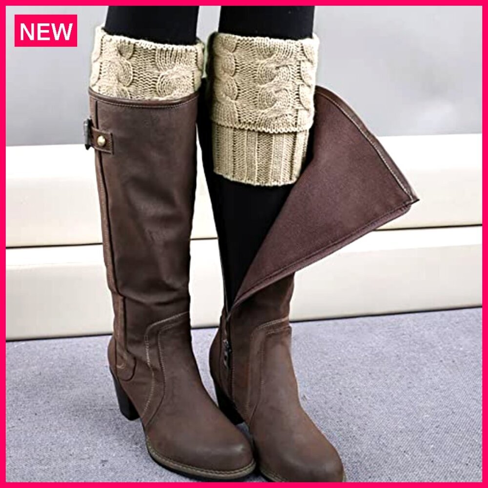 Crochet Knitted Boot Cuffs Leg Warmers One Size Fits Most Winter Warm - Picture 3 of 7